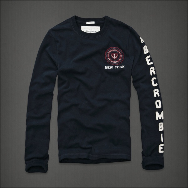 Abercrombie Fitch Hombres De Cuello Redondo Largo Remera AF5899